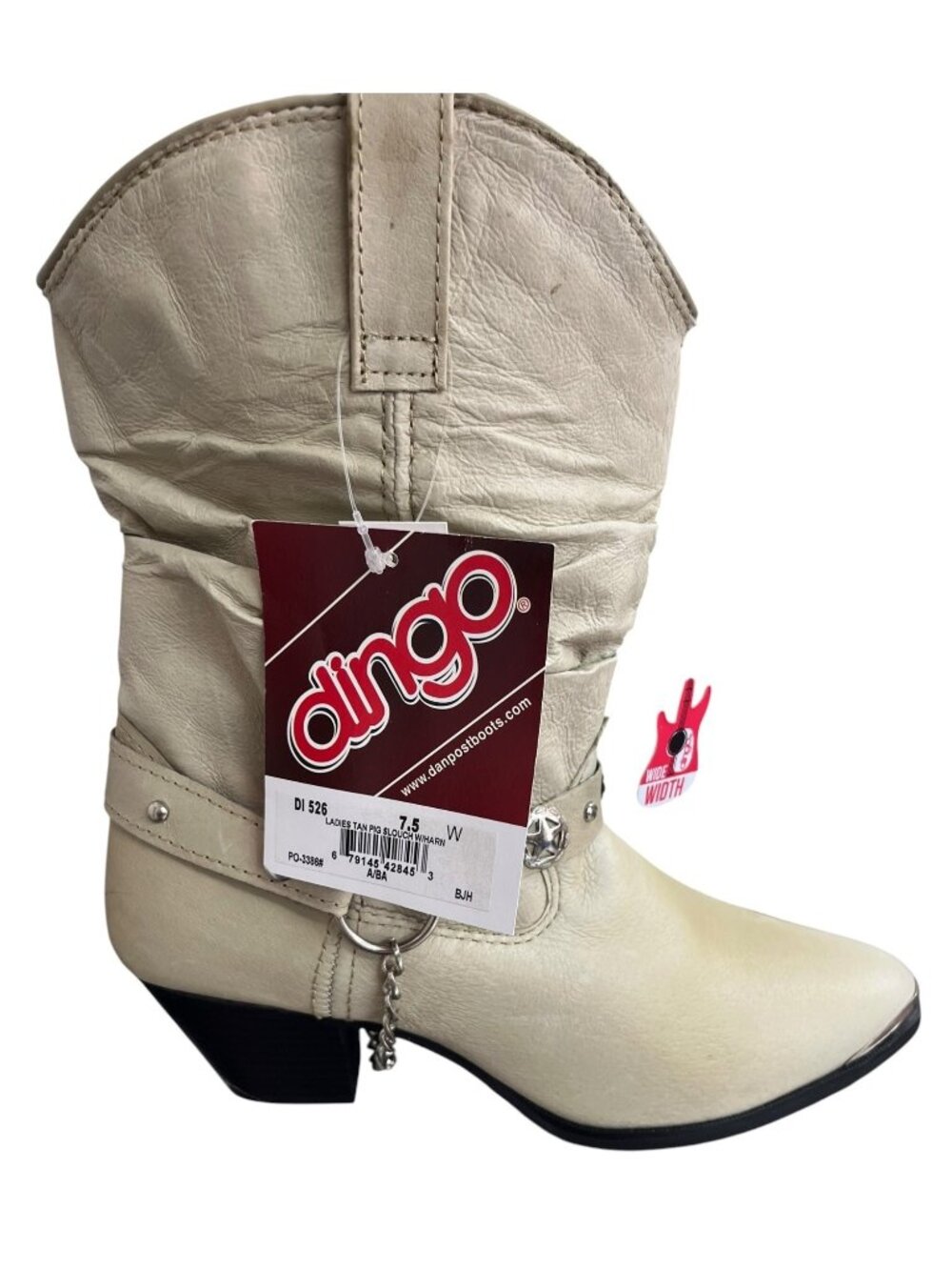 Dingo Women's Tan Leather Slouch Boots With Star Detail Size 7.5W NWT